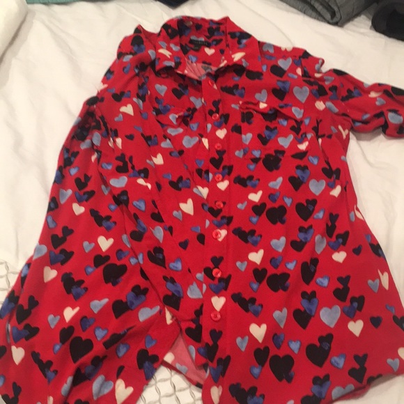Talbots XS heart print button down - Picture 4 of 4